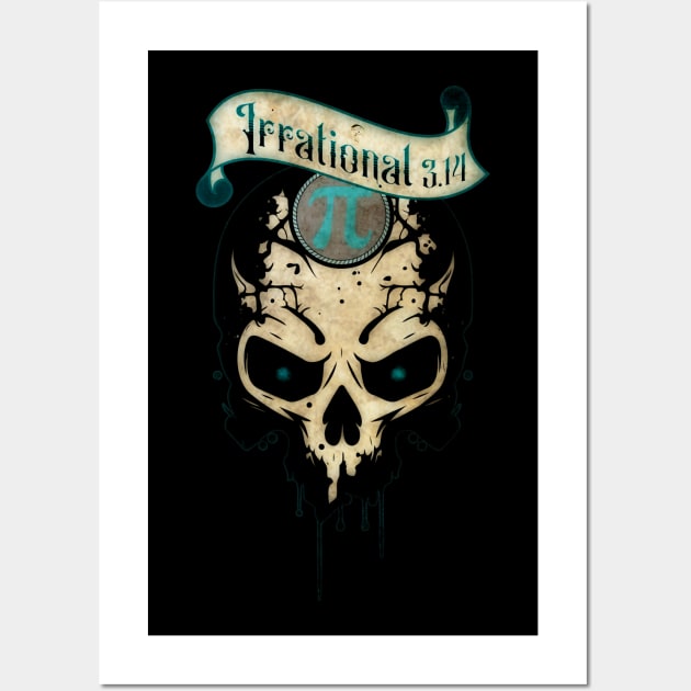 PI Day Irrational Skull Design Teal Edition Wall Art by mythikcreationz